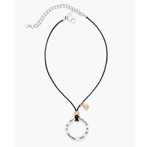 NEW NWT Chico’s Silver Gold Inspirational Message Cord Necklace